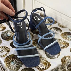 Mix No. 6 Blue Denim Strappy Heels